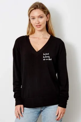 KYLINE SWEATER - BE KIND BE LOVING - BLACK SAND