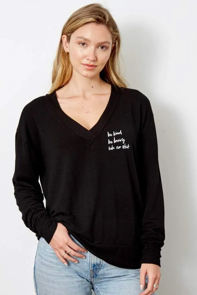 KYLINE SWEATER - BE KIND BE LOVING - BLACK SAND