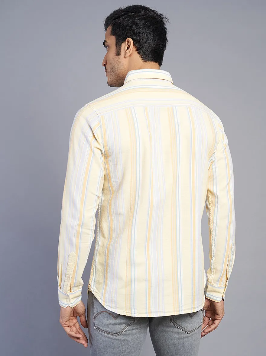 Light Yellow Striped Slim Fit Casual Shirt | JadeBlue