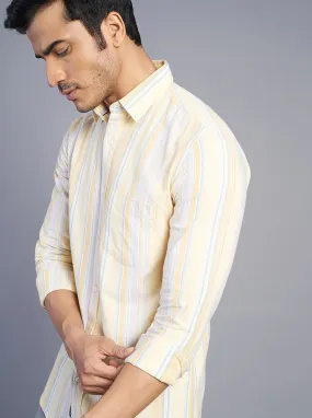 Light Yellow Striped Slim Fit Casual Shirt | JadeBlue