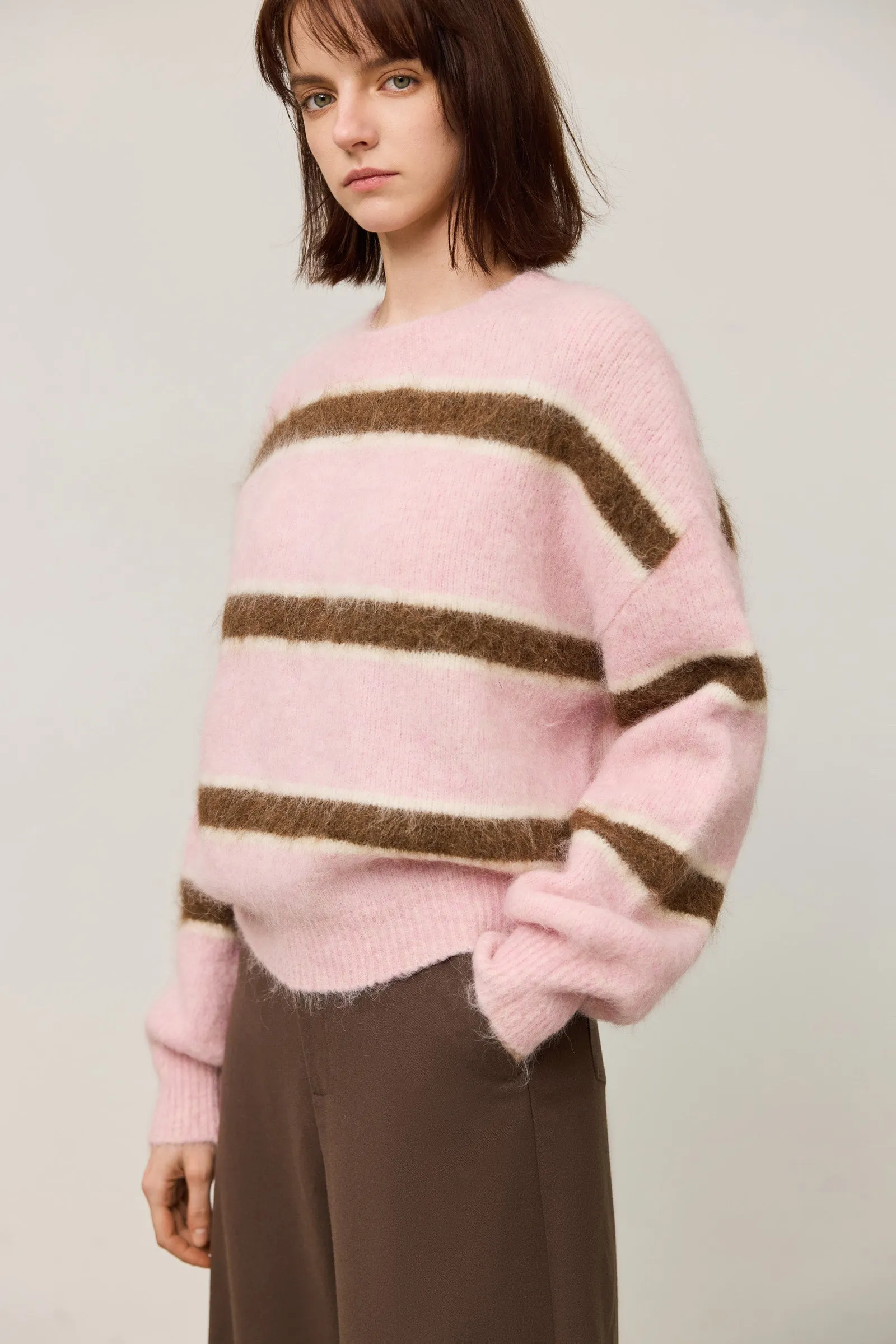 LILY Striped Relaxed Crewneck Sweater