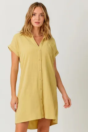 Linen Blend Dress Custard