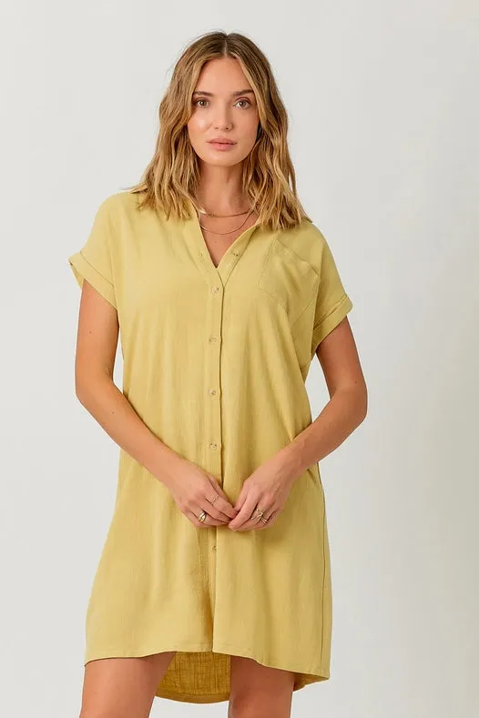 Linen Blend Dress Custard