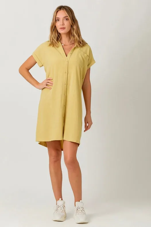 Linen Blend Dress Custard