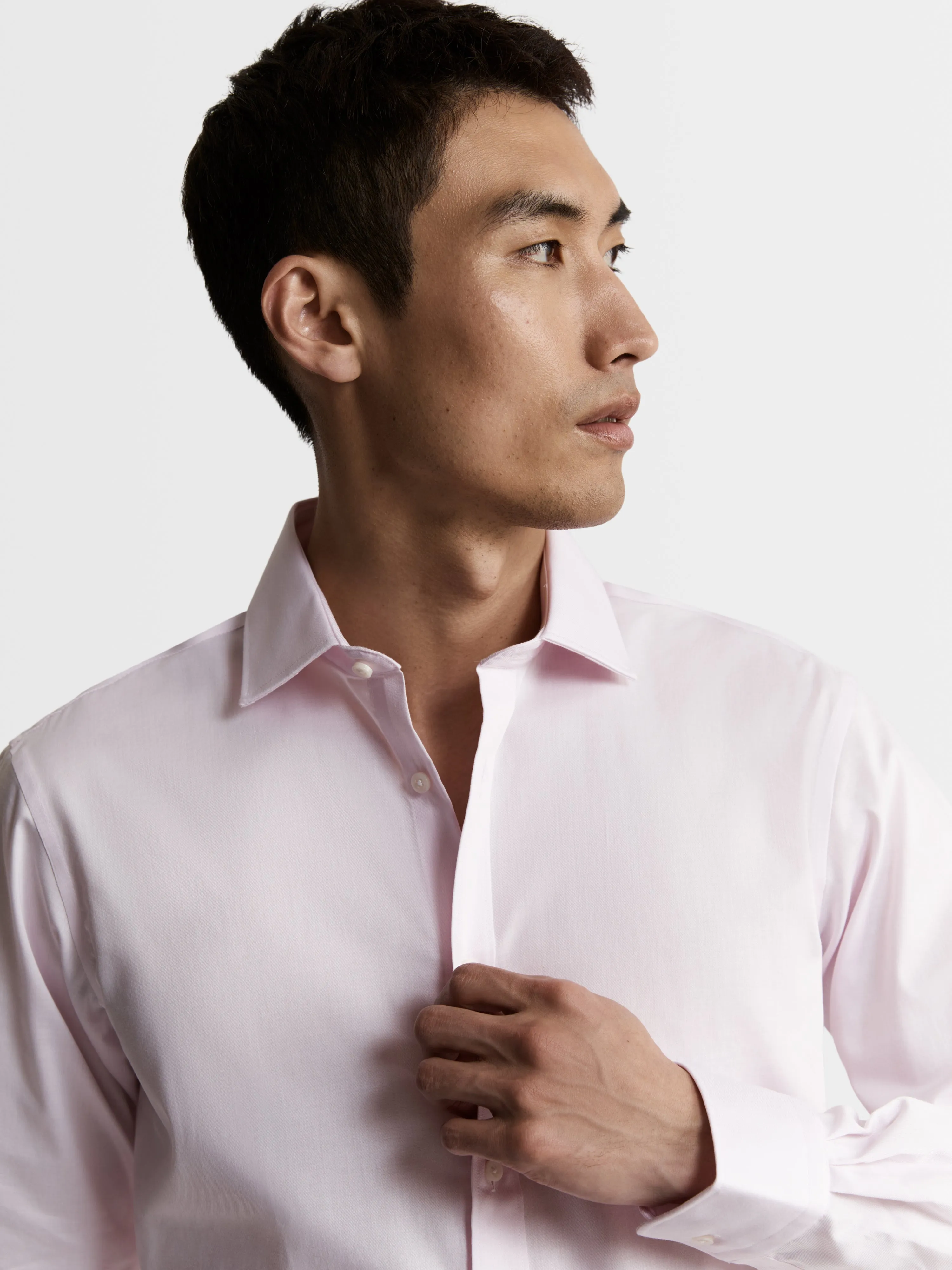 Max Performance Pink Twill Super Fitted Single Cuff Classic Collar Shirt