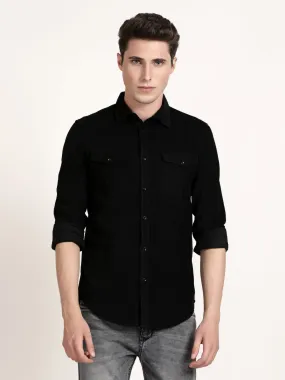 Men Black Solid Formal Shirt (GBRJ6022)