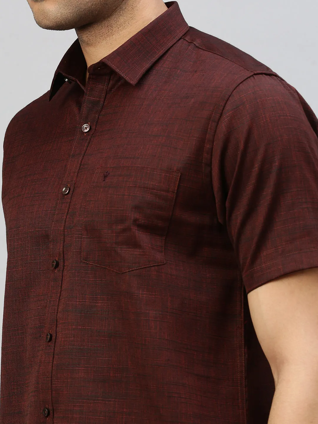 Men Cotton Blend Shirt Brown T33 TI3