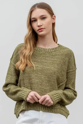 Mia Exposed Seam Pullover - Green