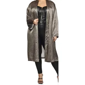 Plus Size Mid-Length Elegant Oversized Lightweight Open Front Coverup Kimono Duster Robe, OPEN HEARTED