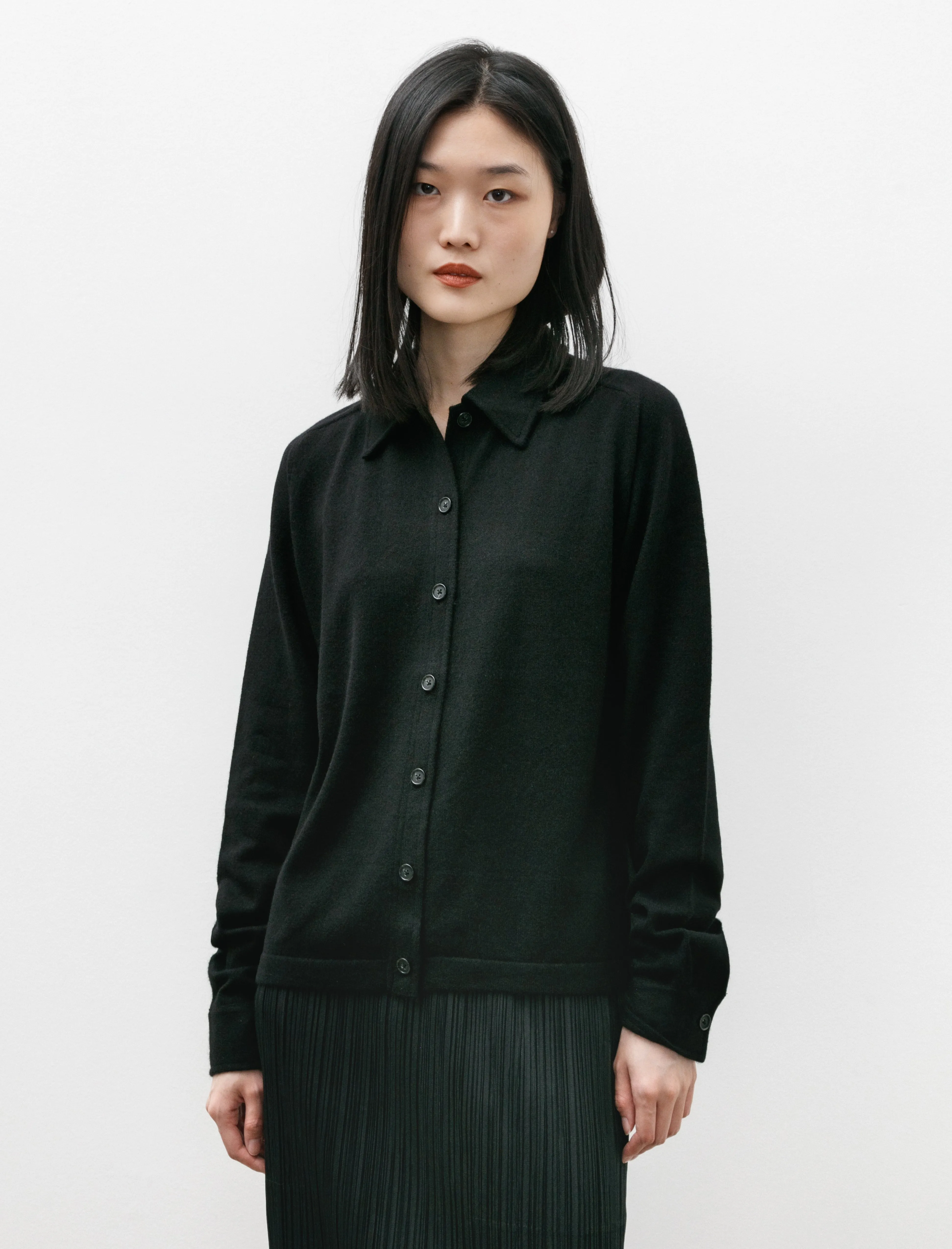 Raglan Sleeve Cashmere Shirt Black