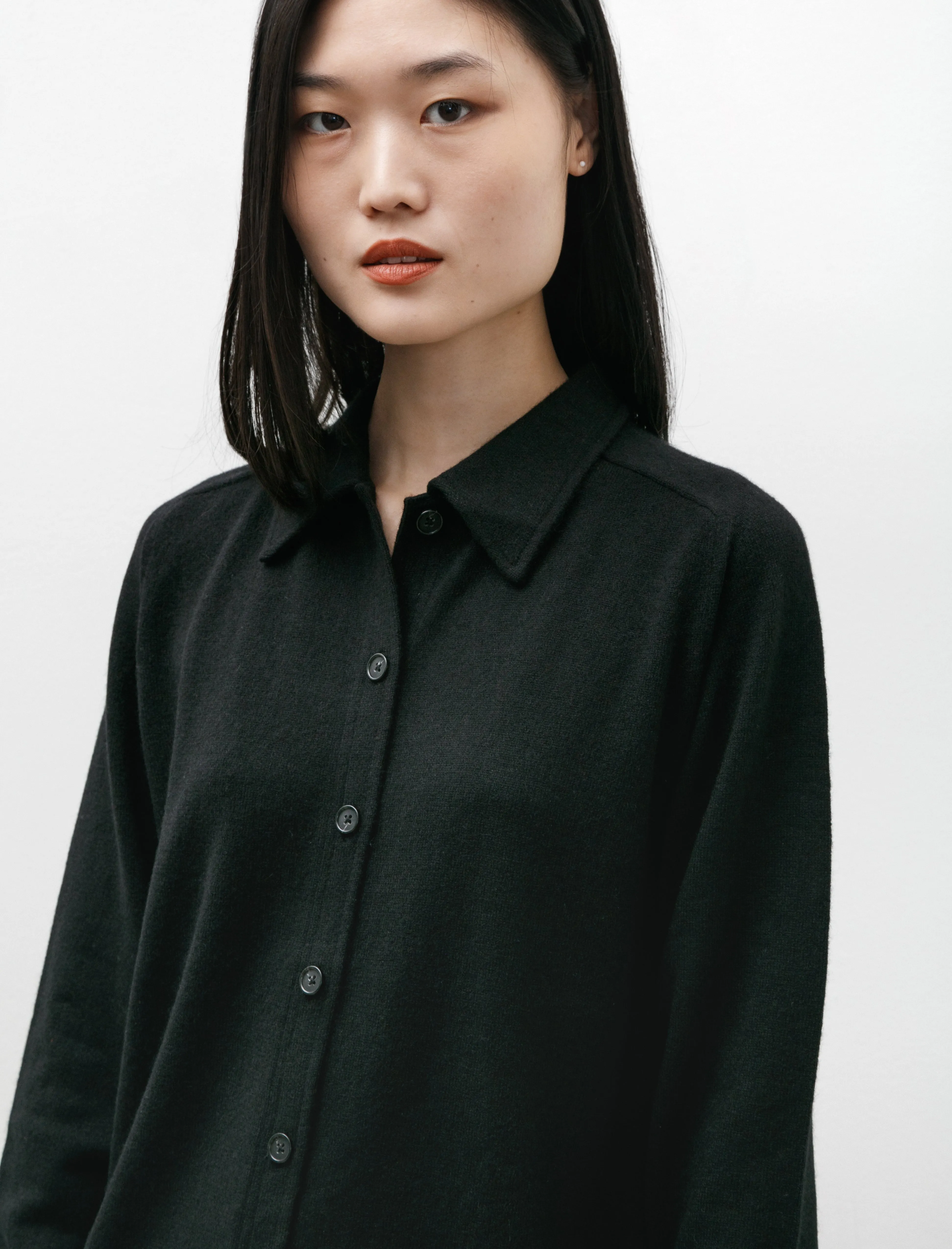 Raglan Sleeve Cashmere Shirt Black