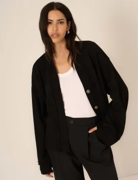 Romy Button Front Cardi, Black