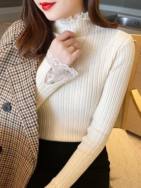 Rose Solid Basic Knitted Women Sweater