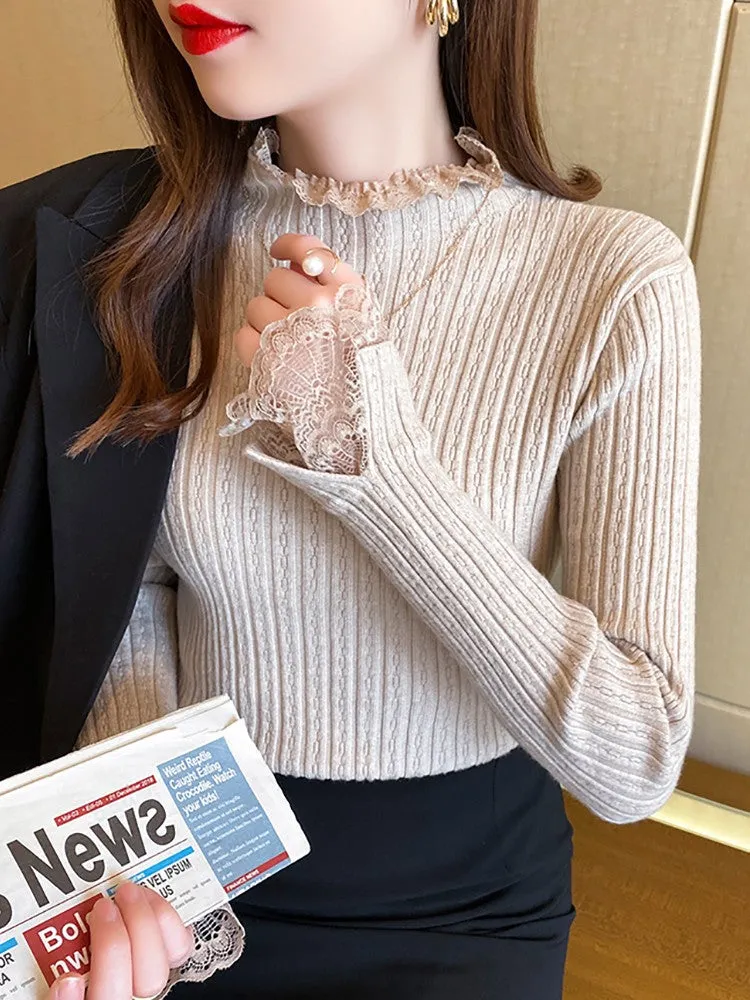 Rose Solid Basic Knitted Women Sweater