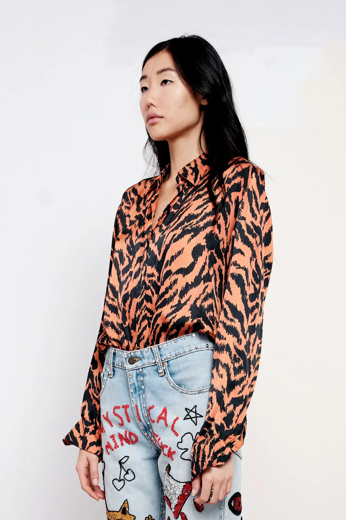 Tiger Print Button Down