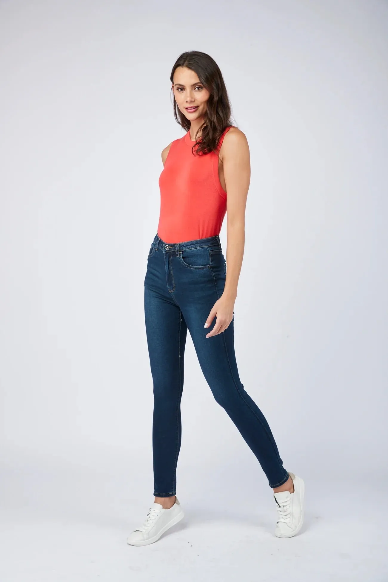 Toxik3 L185-J75 High Waisted Skinny Jeans - Navy Blue