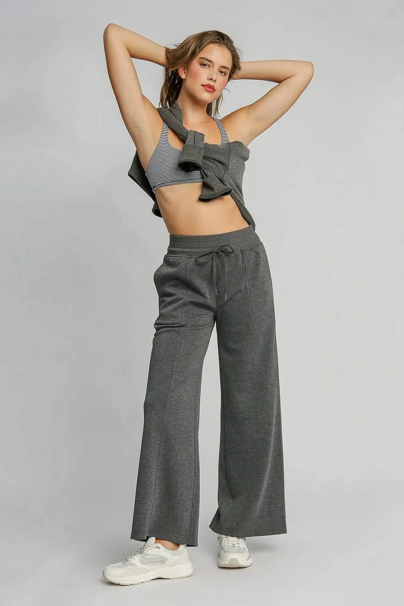 Umgee Wide Leg Drawstring Pants with Pockets