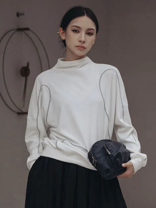 Urban Long Sleeves High-Neck Sweatshirt Tops