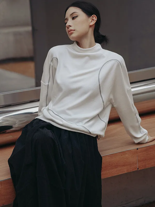 Urban Long Sleeves High-Neck Sweatshirt Tops