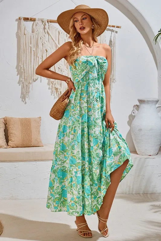 Versatile Floral Maxi Dress - Green