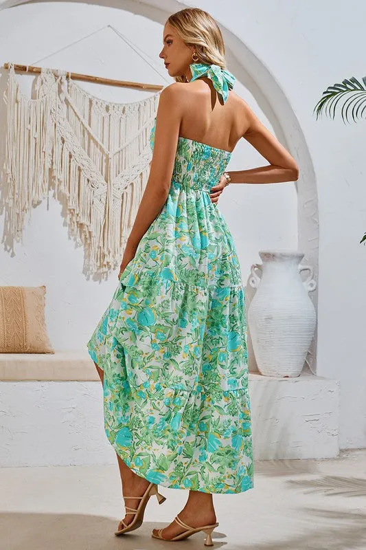 Versatile Floral Maxi Dress - Green