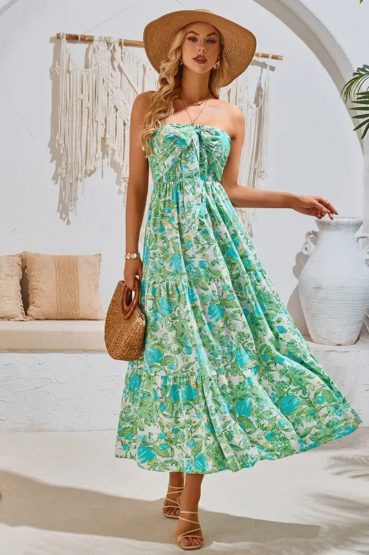 Versatile Floral Maxi Dress - Green