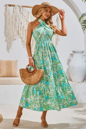 Versatile Floral Maxi Dress - Green