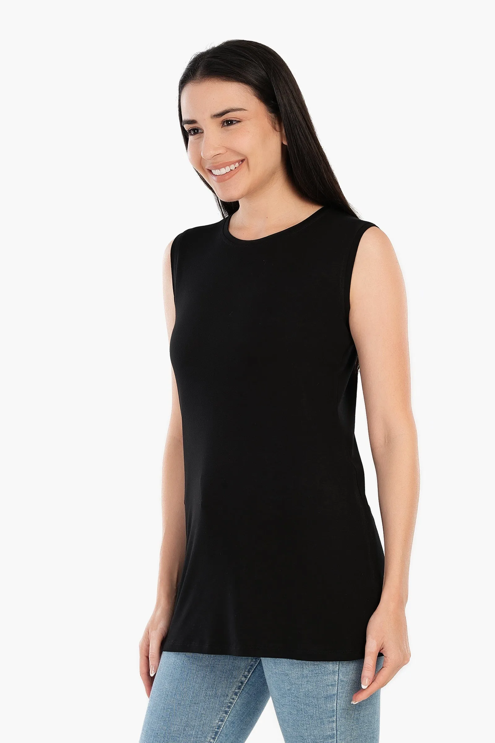 Viscose Sleeveless Long T-Shirt