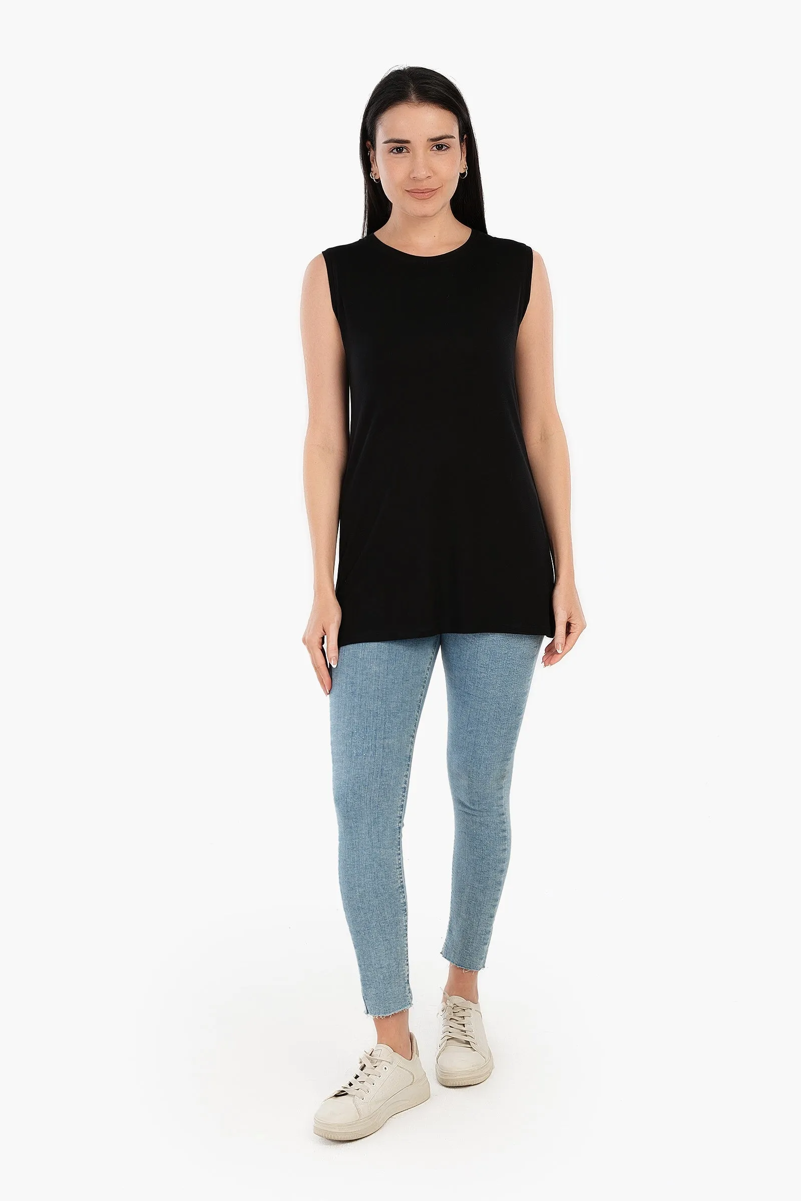 Viscose Sleeveless Long T-Shirt