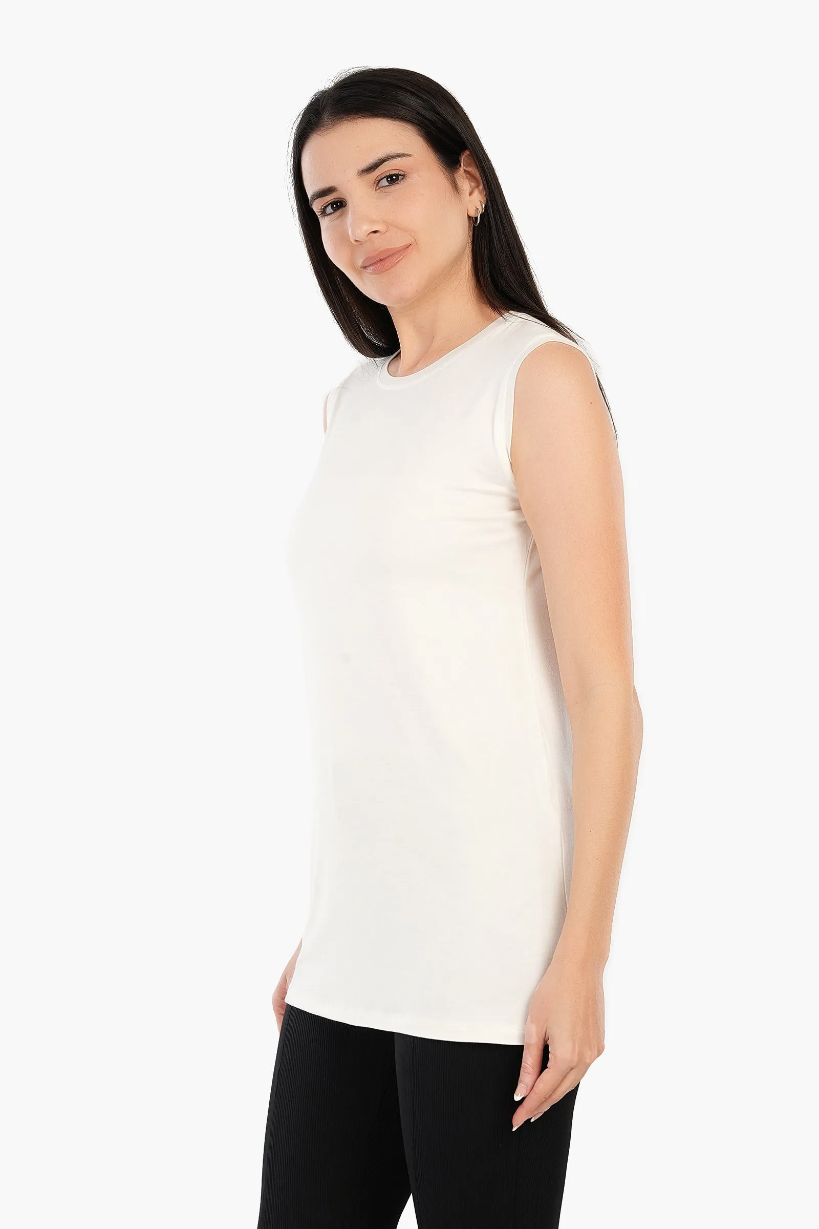 Viscose Sleeveless Long T-Shirt