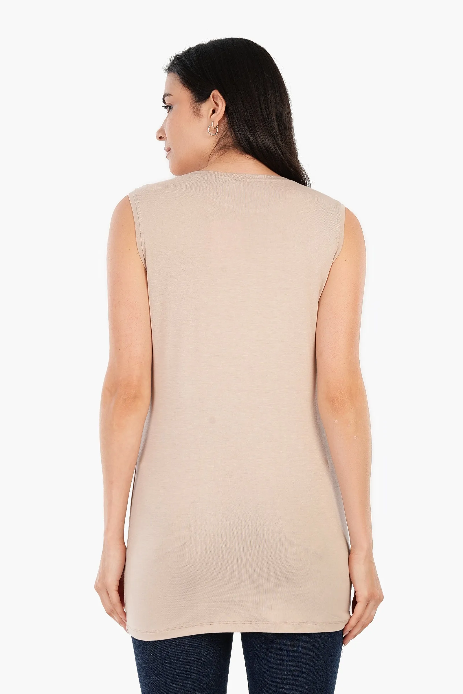 Viscose Sleeveless Long T-Shirt