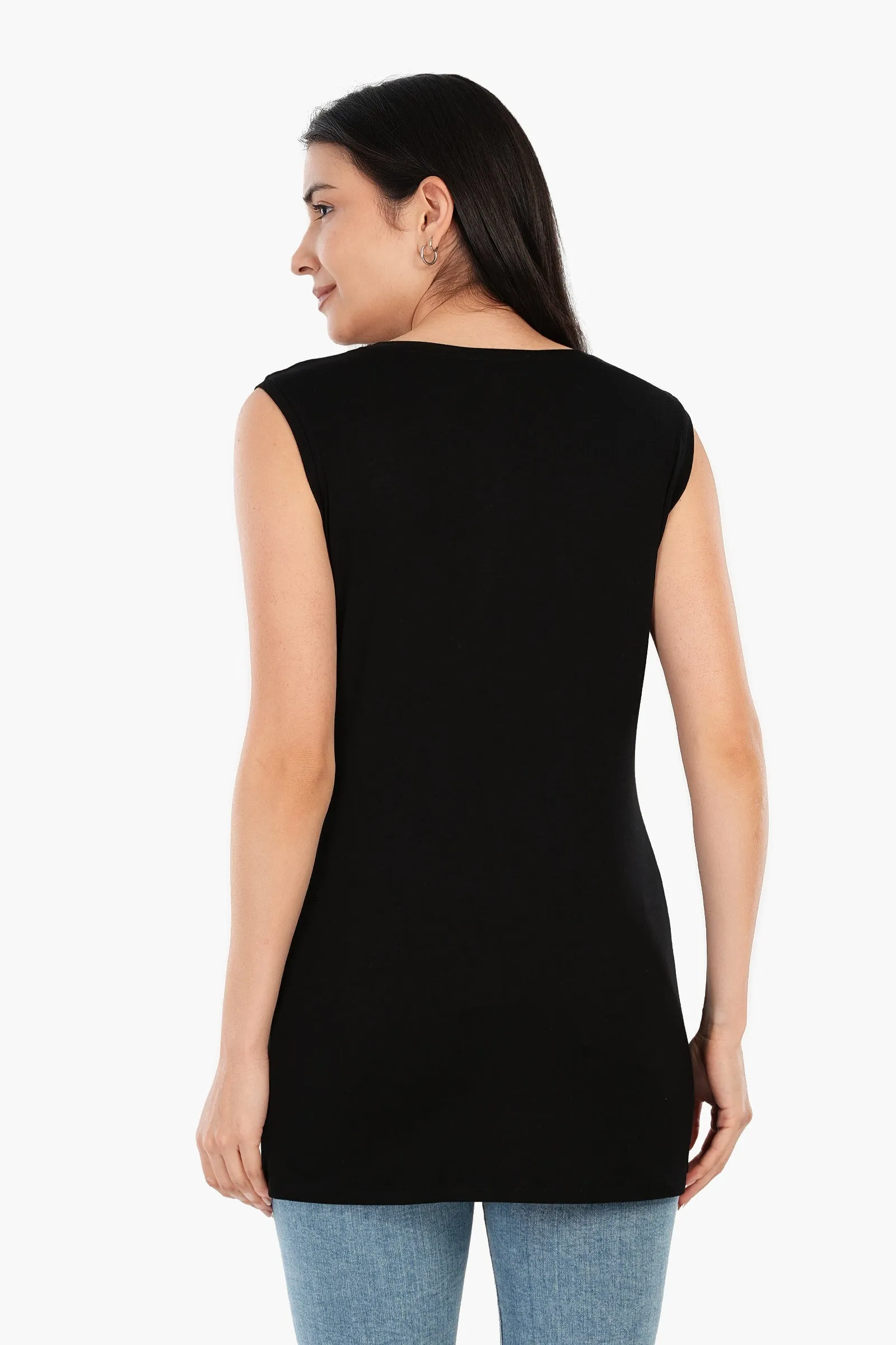 Viscose Sleeveless Long T-Shirt