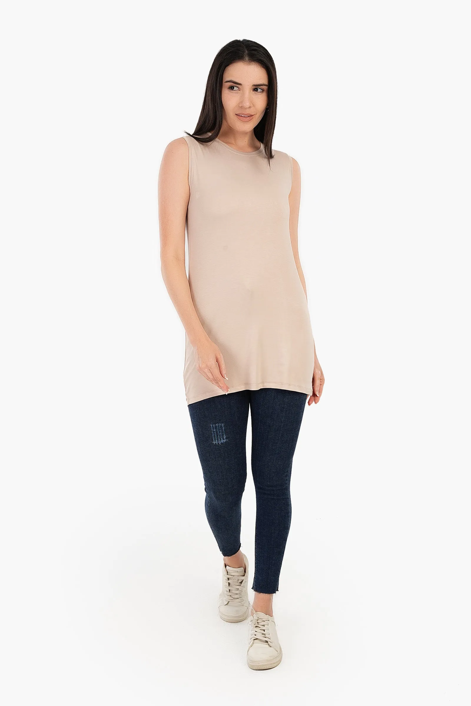 Viscose Sleeveless Long T-Shirt